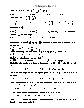 Trắc nghiệm học kỳ I Toán 7